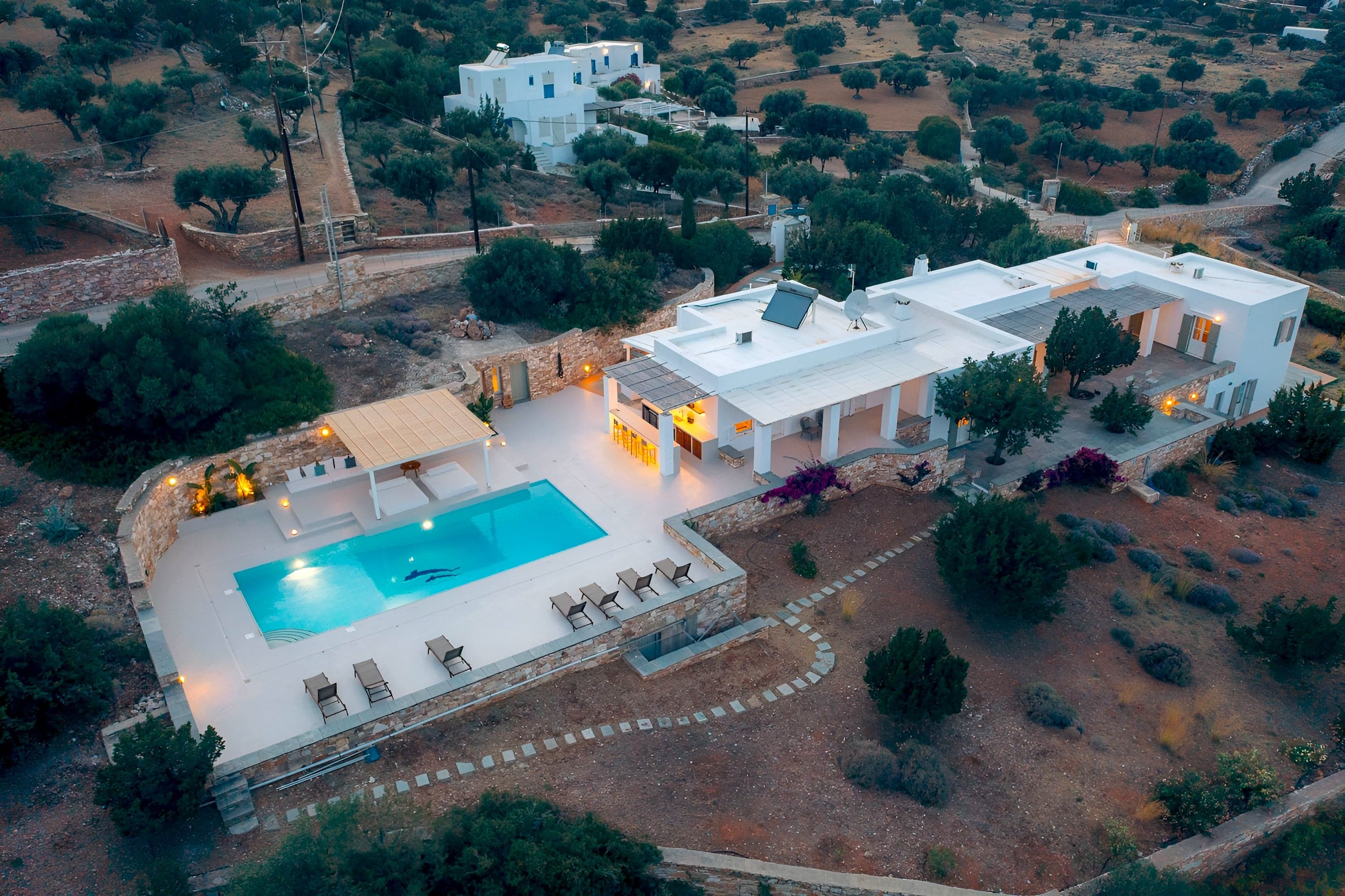 The private hillside setting of Villa Olivia Clara above the Sifnos coast